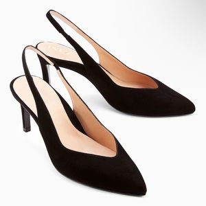 Inez Mia Black Suede Slingback Heel (New/Unworn)